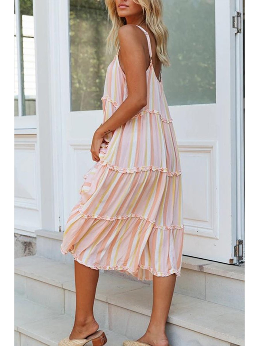 Veleaee Elegant Solid Color Sling Dress