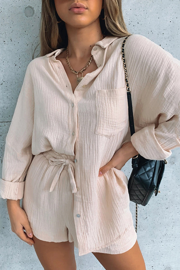 Veleaee Great Trip Button Shorts Suit