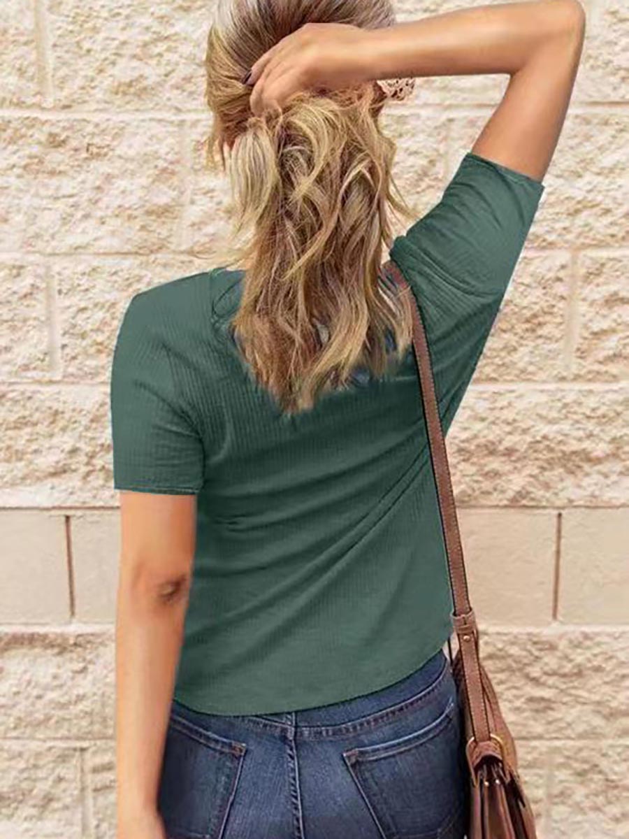 Veleaee Ordinary Fun Ribbed Knit T-shirt（6 colors）