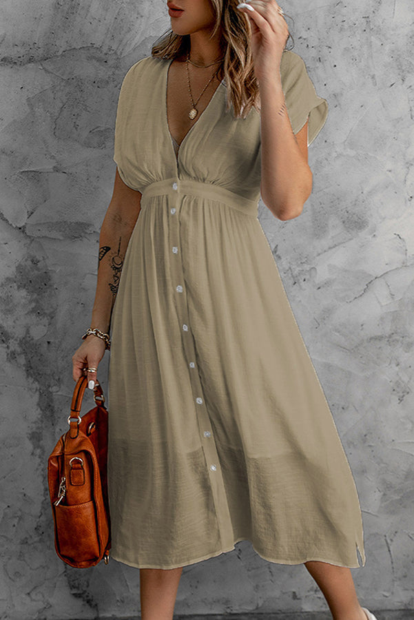 Veleaee Bubbles At Brunch Button Up Midi Dress