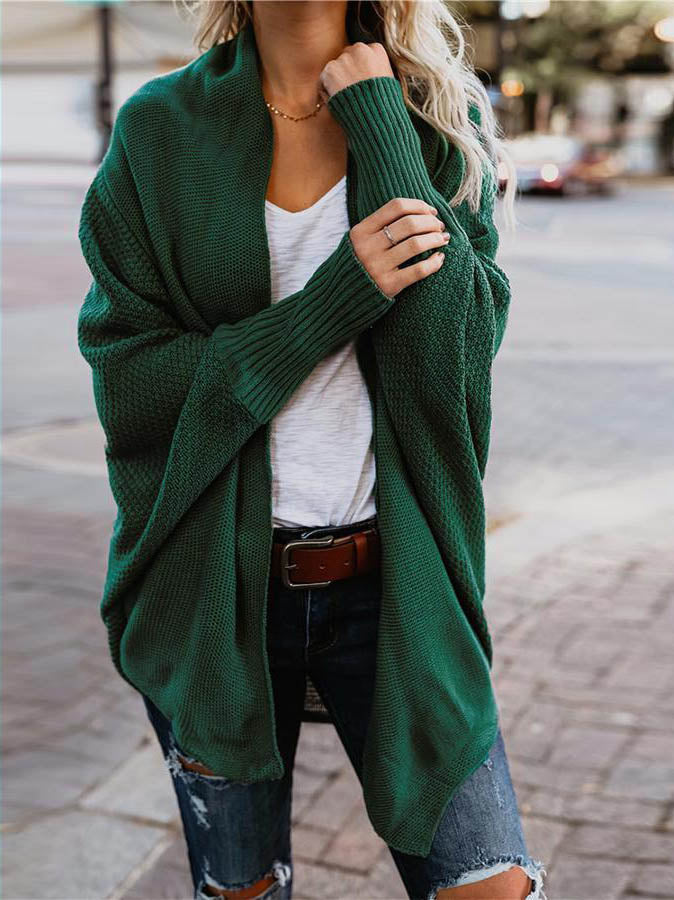 Veleaee Bat sleeve plus size long knitted cardigan sweater（13 colors）