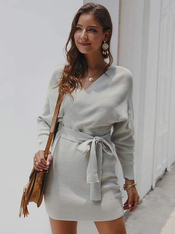 Veleaee V Neck Sexy Mini Dress