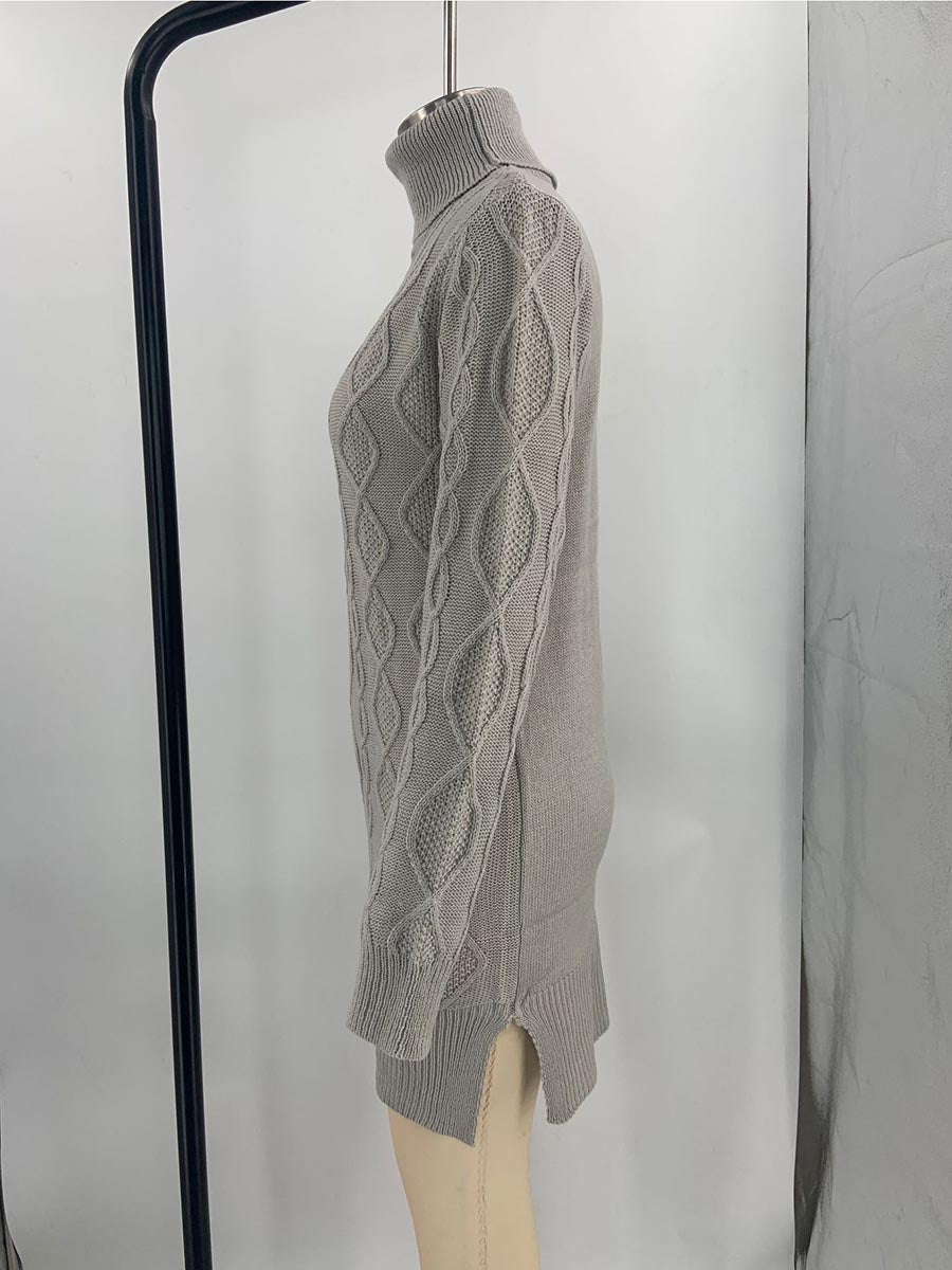 Veleaee Solid Color Slim Long Sleeve Turtleneck Sweater