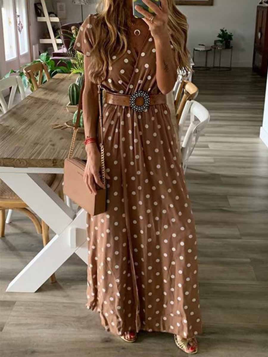Veleaee Polka Dot Long Dress