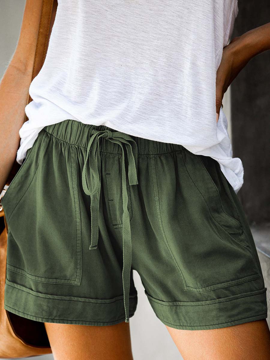 Veleaee High-Waisted Elasticated Tie Shorts(7 Colors)