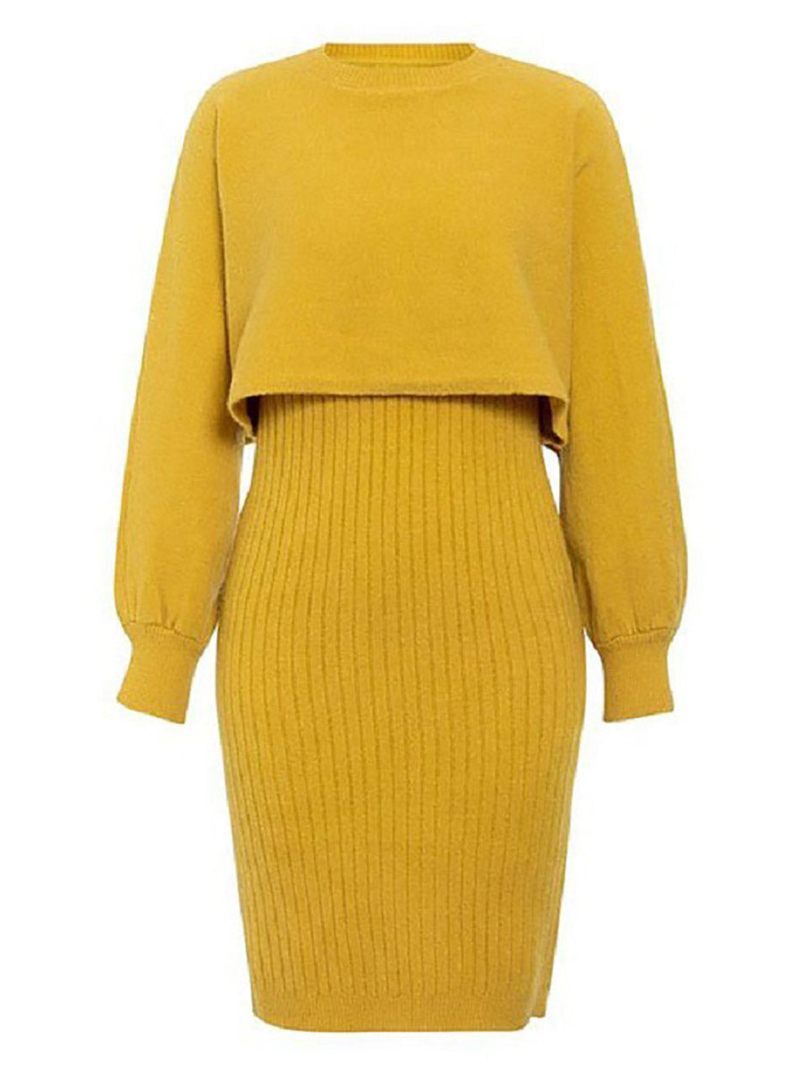Veleaee Full Of Surprises Ribbed Knit Midi Dress