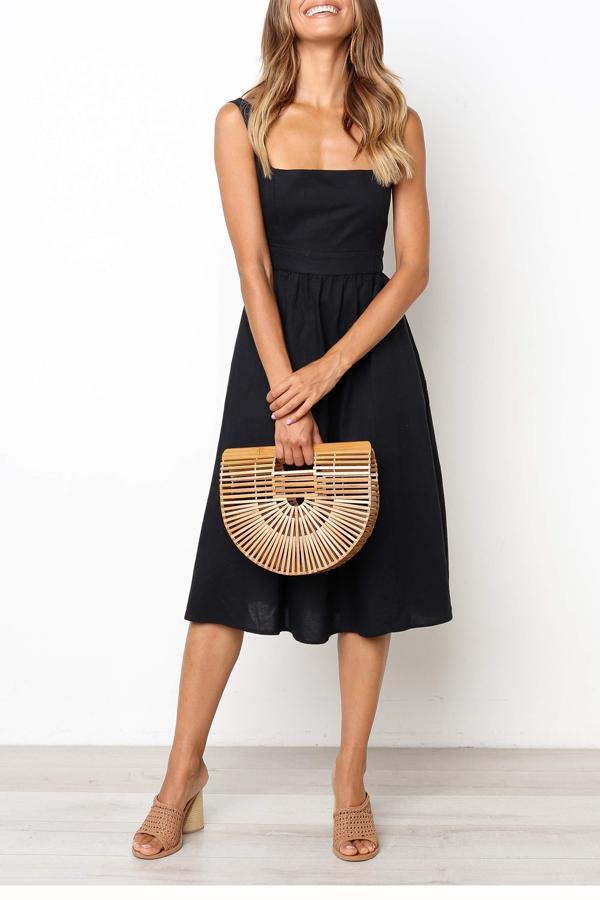 Veleaee Sleeveless Solid Color Regular Fit Casual Wear Dress