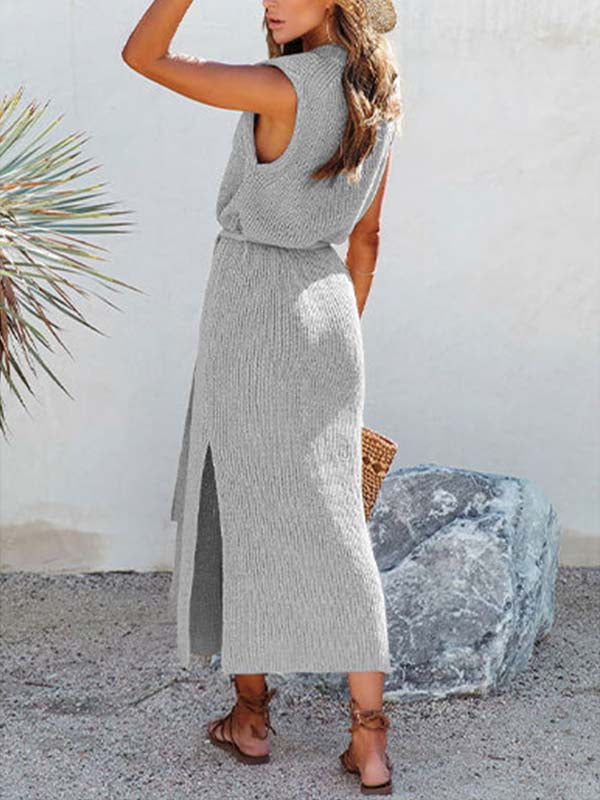 Veleaee Knitted Split Dress