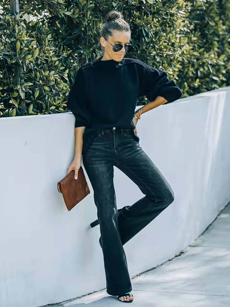 Veleaee Fashion Slim High Waist Stretch Flare Jeans