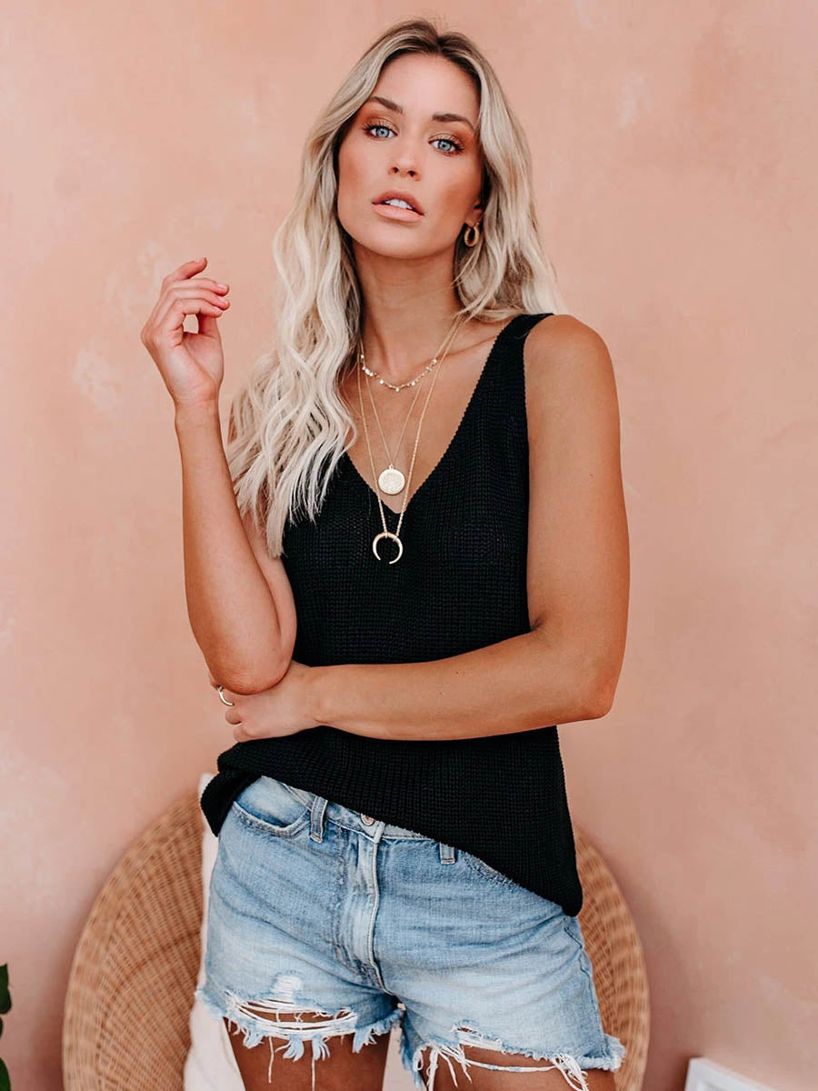 Veleaee Casual V Neck Knit Vest(6 colors)