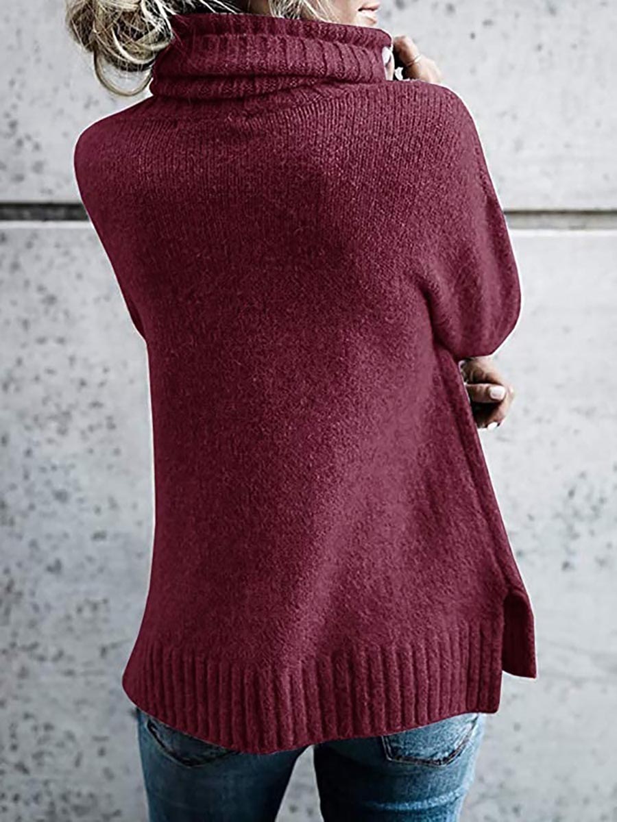 Veleaee Solid Color Turtleneck Long Sleeve Sweater(6 colors)