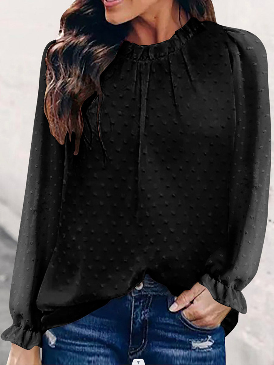 Veleaee Round Neck Long Sleeve Shirt (5 colors)