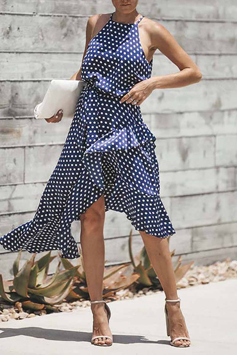 Veleaee Irregular Polka Dot Dress