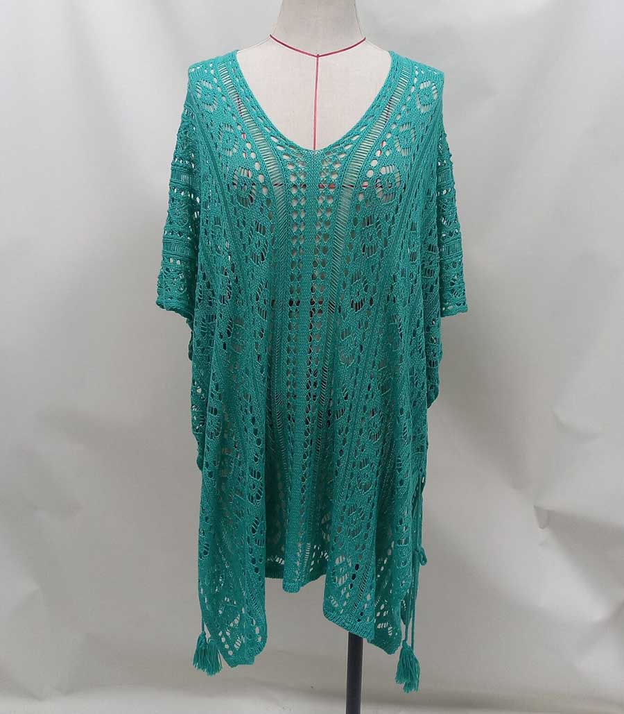 Veleaee Hollow Beach Vacation Knitted Sunscreen Blouse