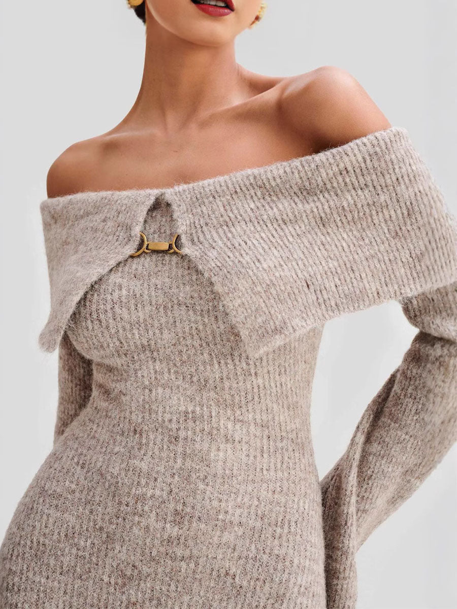 Cozy Off-Shoulder Knit Dress