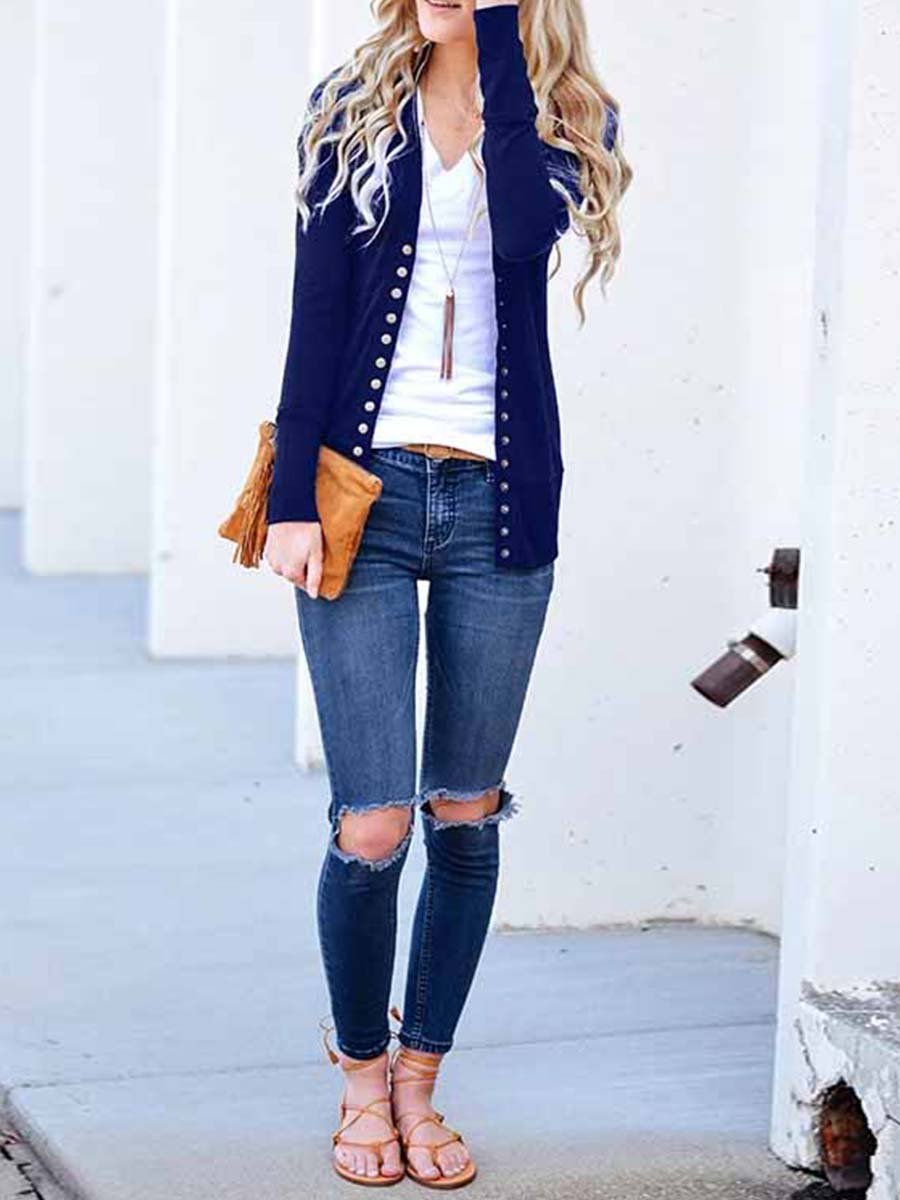 Veleaee Buttons Cardigan Tops