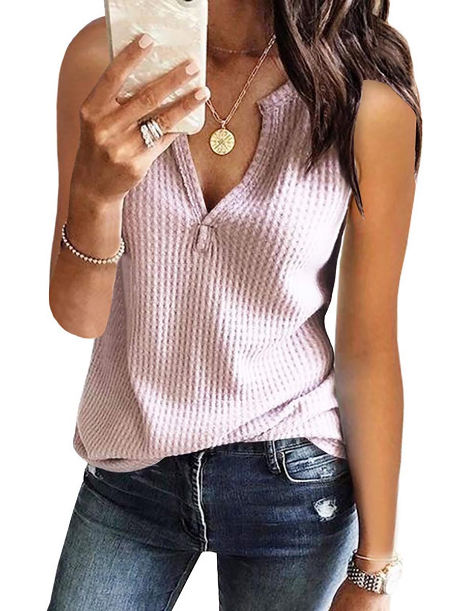 Veleaee V-Neck Solid Color T-Shirt (16 colors)