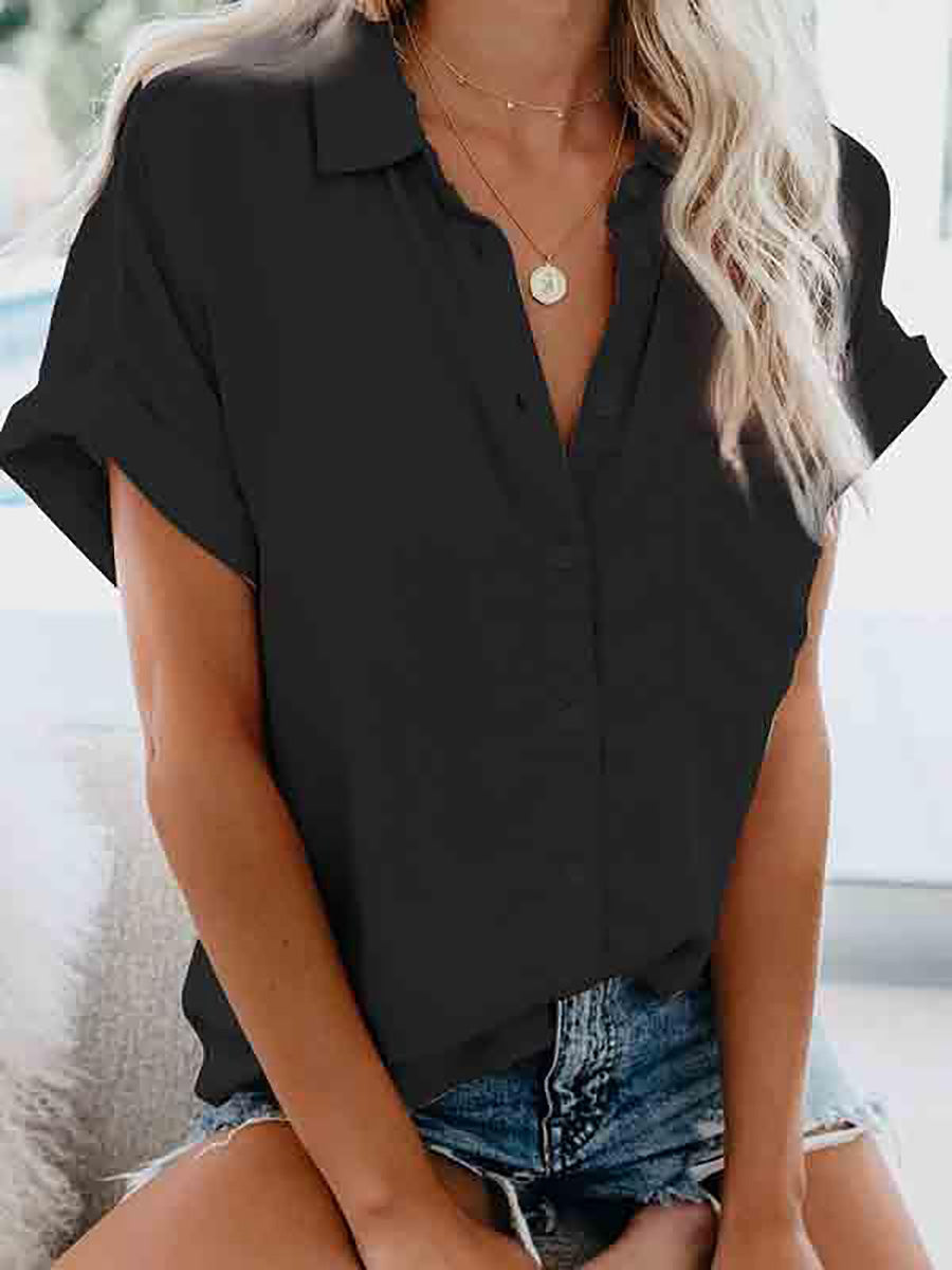 Veleaee Short-Sleeved Solid Color Tops (4 colors)