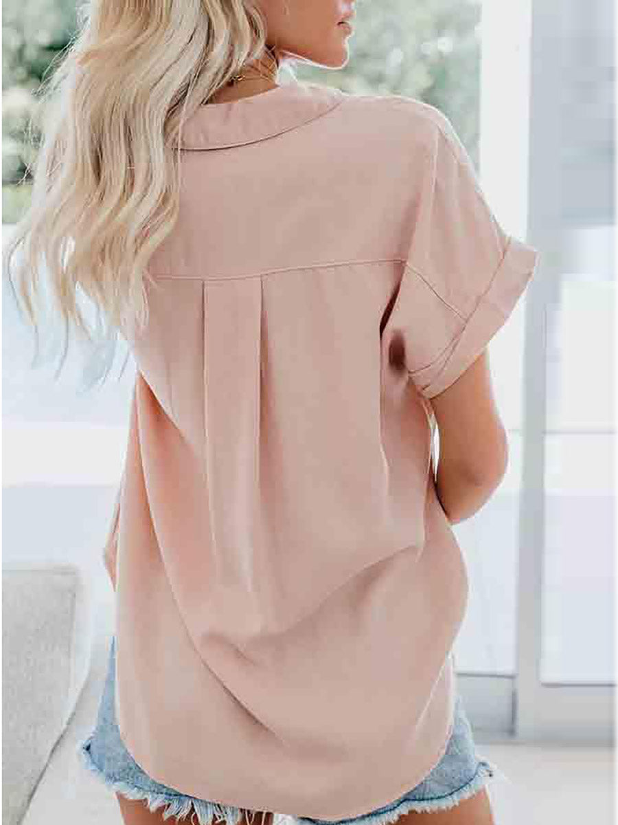 Veleaee Short-Sleeved Solid Color Tops (4 colors)