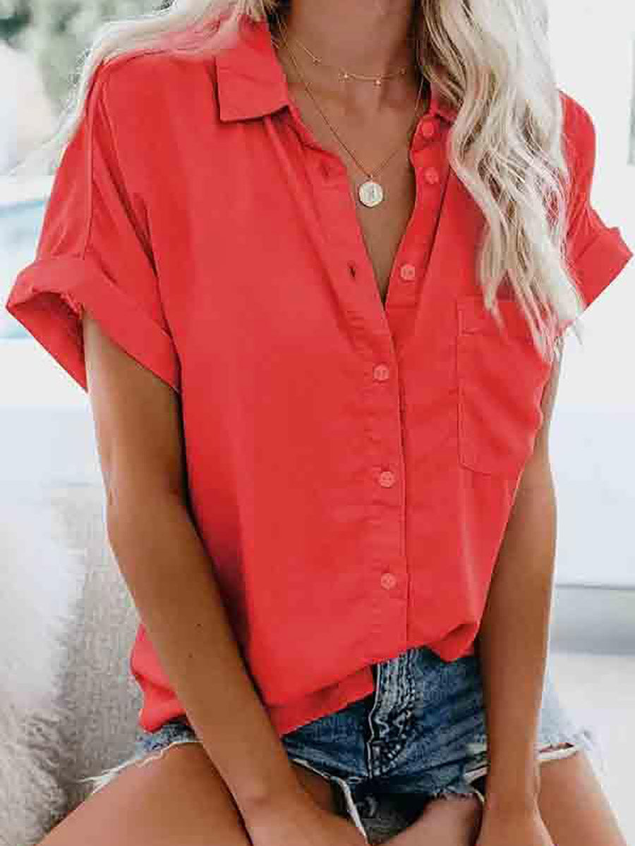 Veleaee Short-Sleeved Solid Color Tops (4 colors)