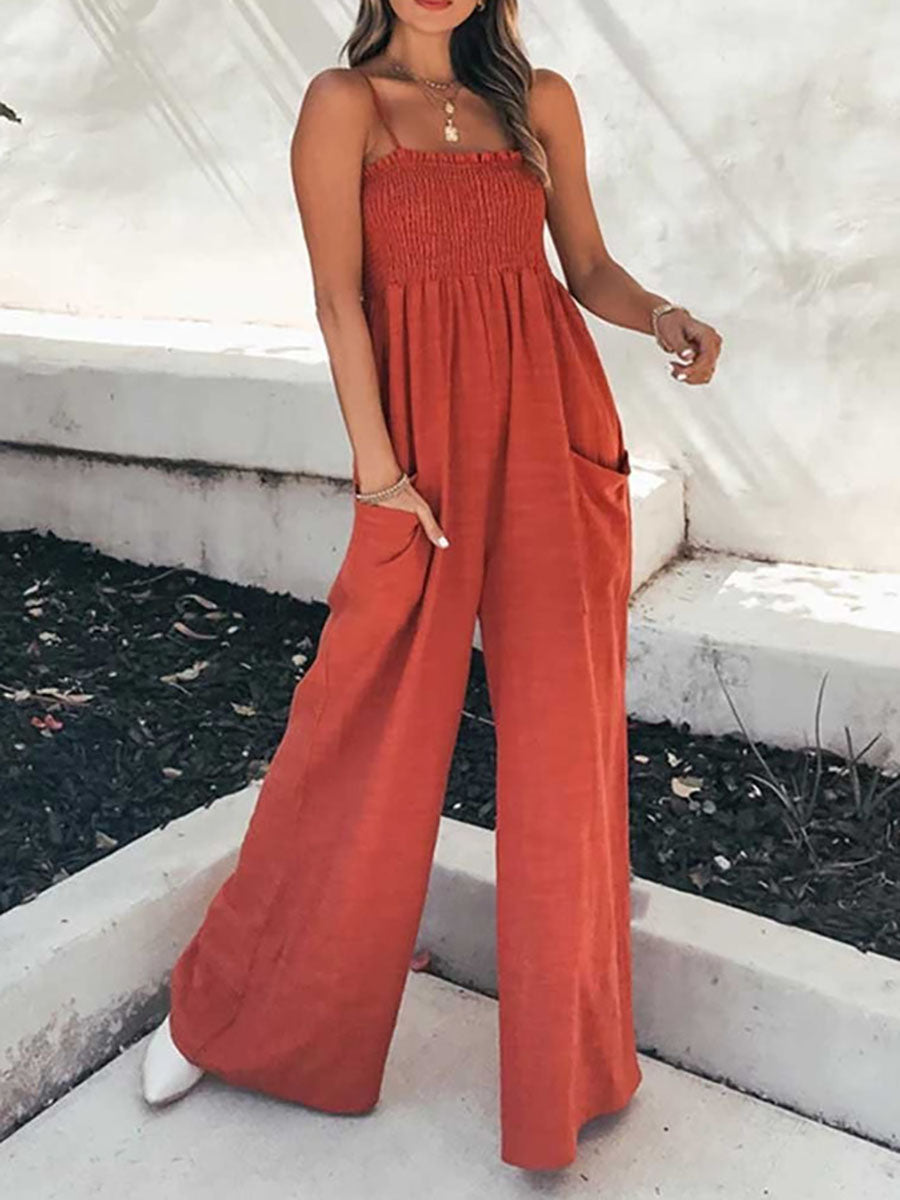 Veleaee Sling Pocket High Waist Jumpsuit