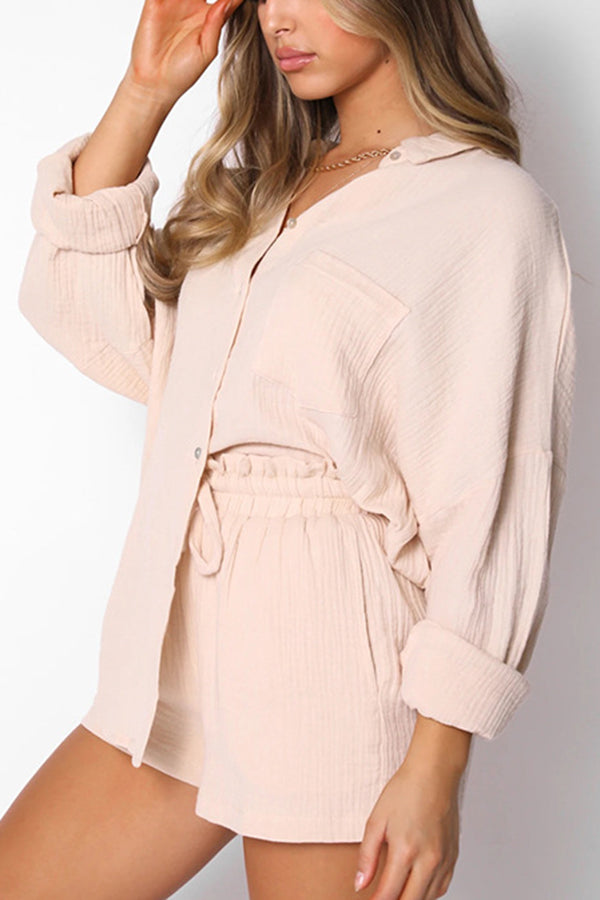 Veleaee Great Trip Button Shorts Suit