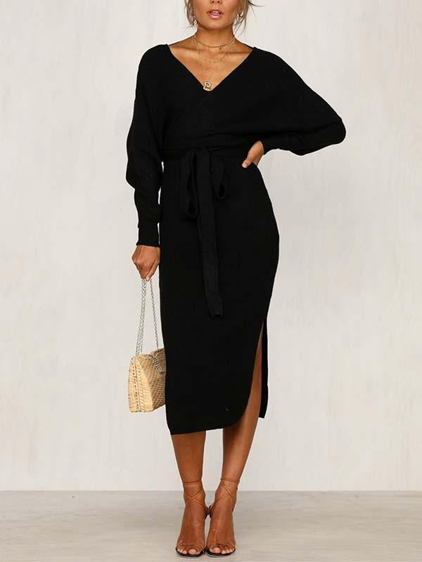 Veleaee V Neck Autumn Dress