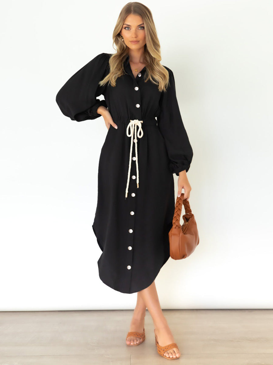 Veleaee Long-Sleeved Waist-Skimming Dresses