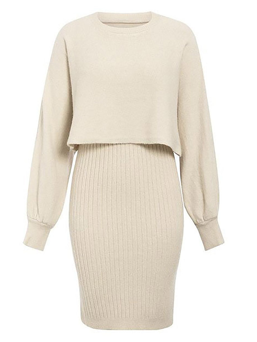 Veleaee Full Of Surprises Ribbed Knit Midi Dress