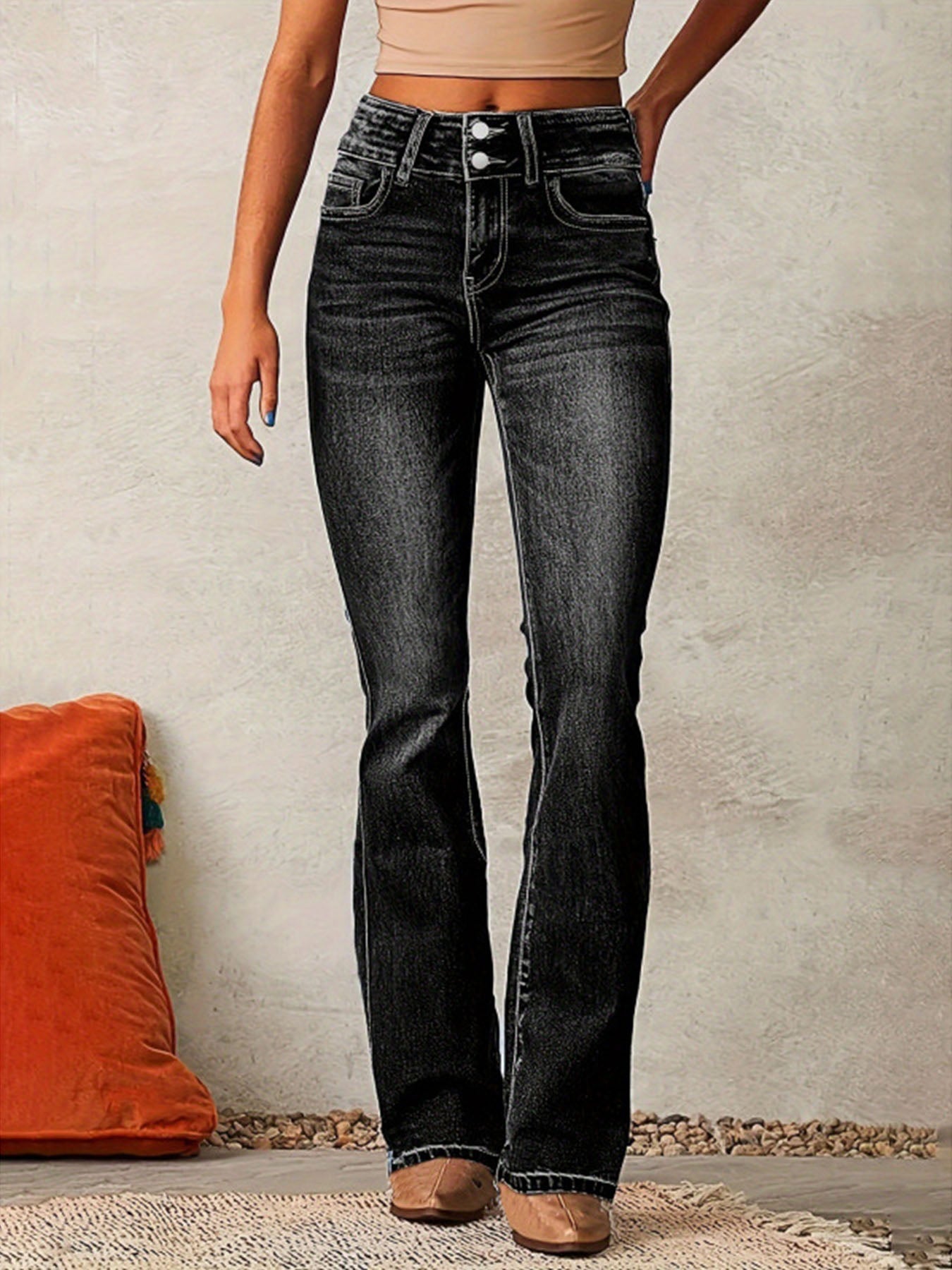 Stretch Denim Flare Jeans