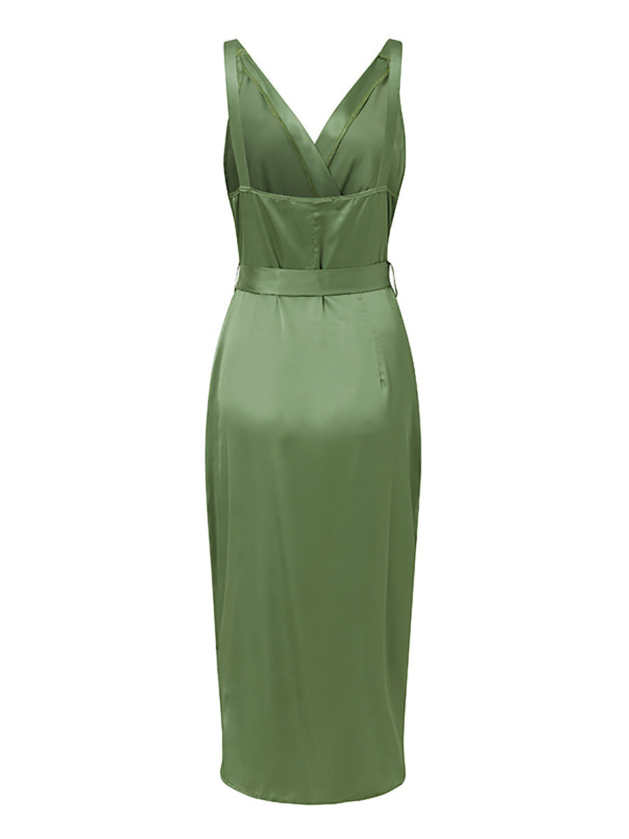 Veleaee Solid Color Straps Slim Irregular Dresses