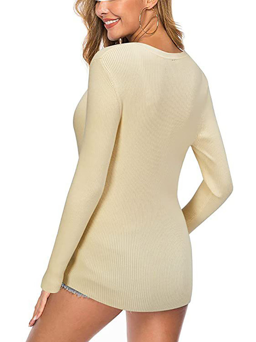 Veleaee Button Slim Sexy Long-Sleeved T-Shirt(6 colors)