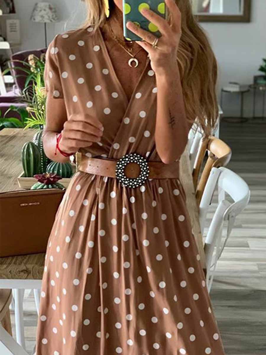 Veleaee Polka Dot Long Dress