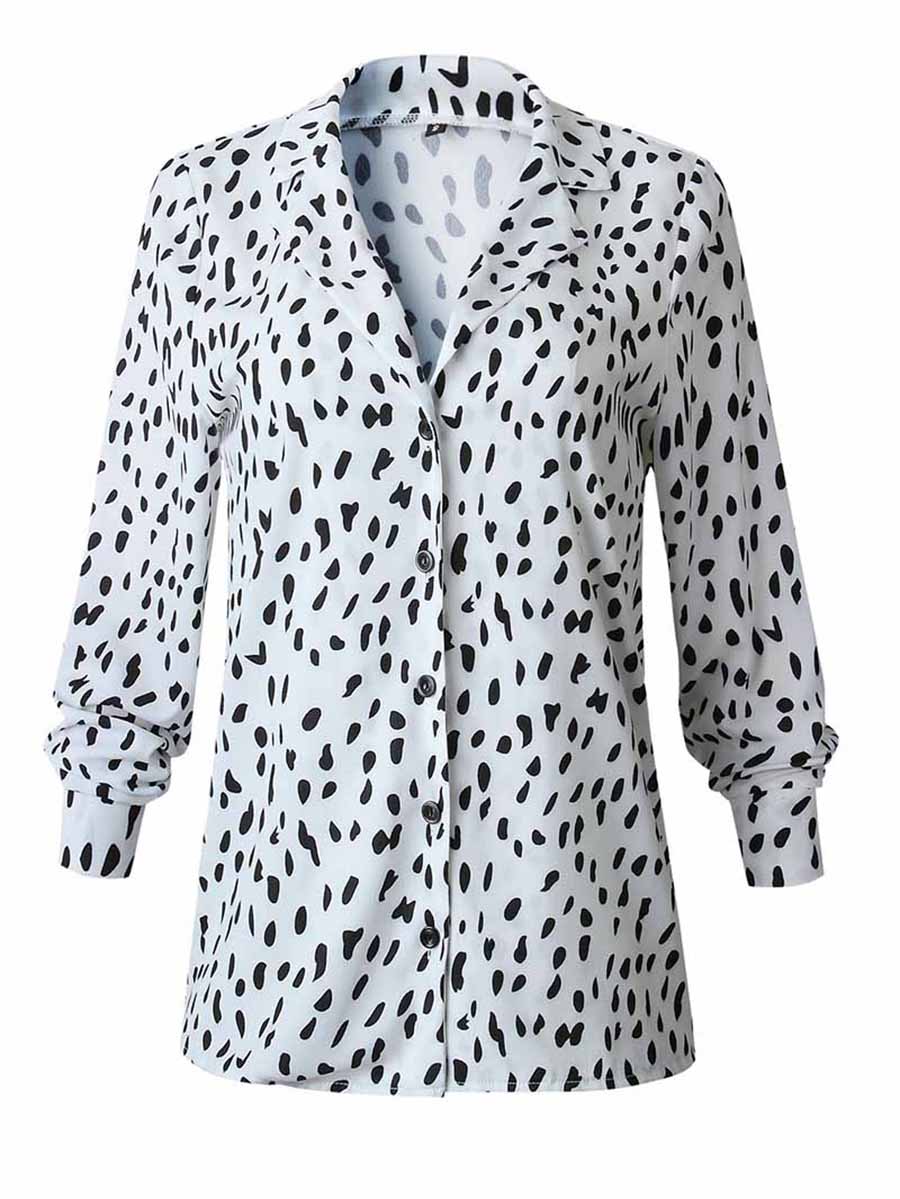 Veleaee Leopard Print Long Sleeve Shirt