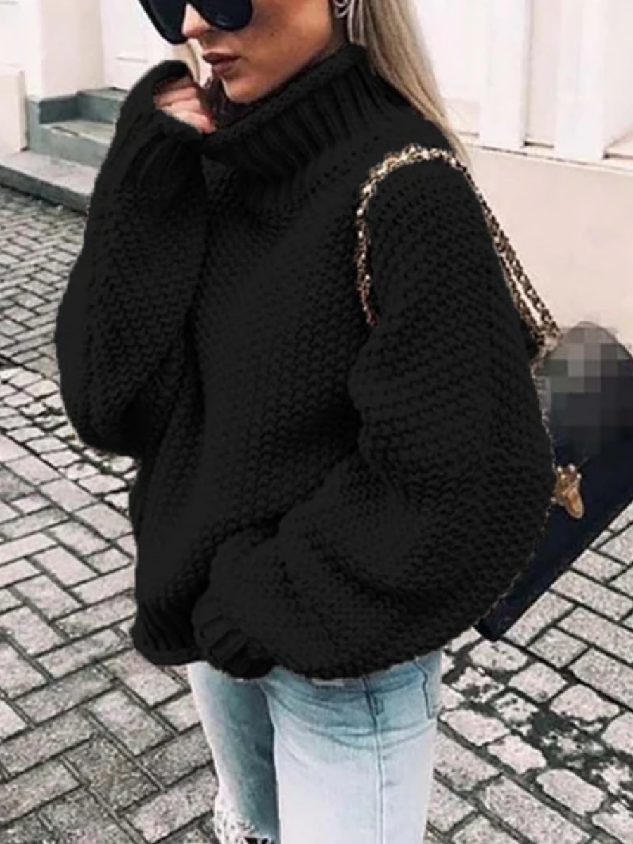 Veleaee Turtleneck Bat Sleeve Warm Sweater