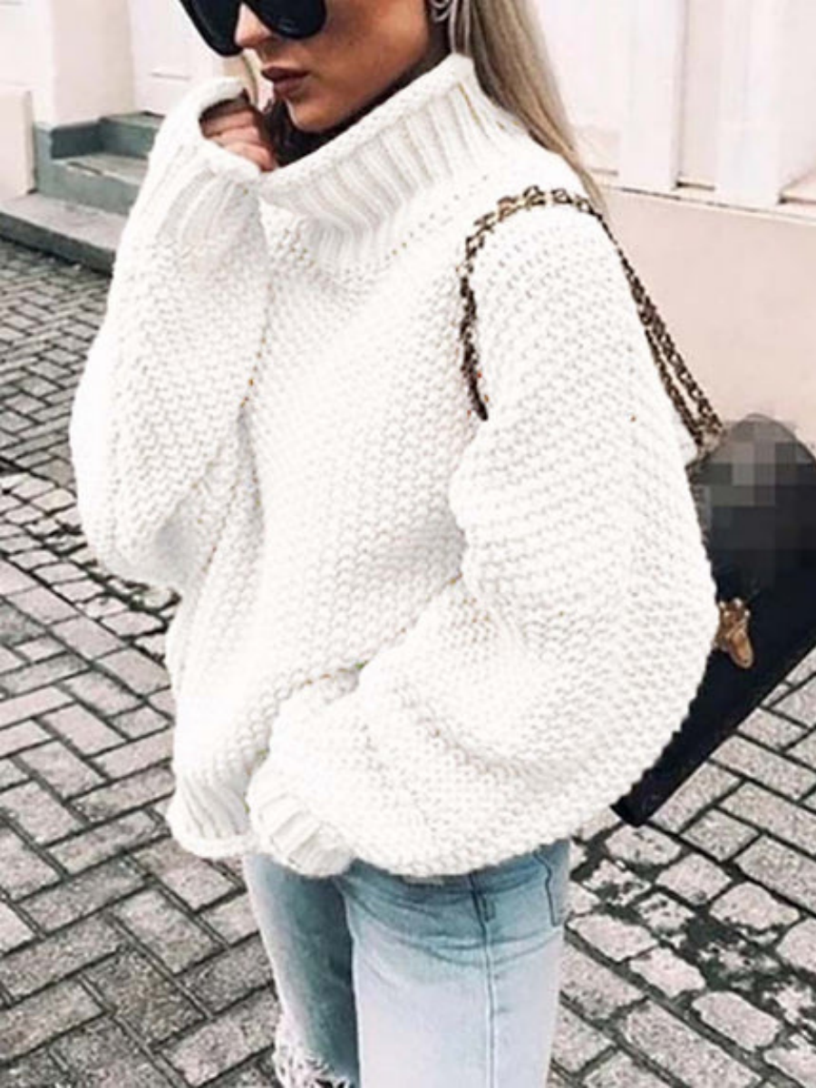 Veleaee Turtleneck Bat Sleeve Warm Sweater