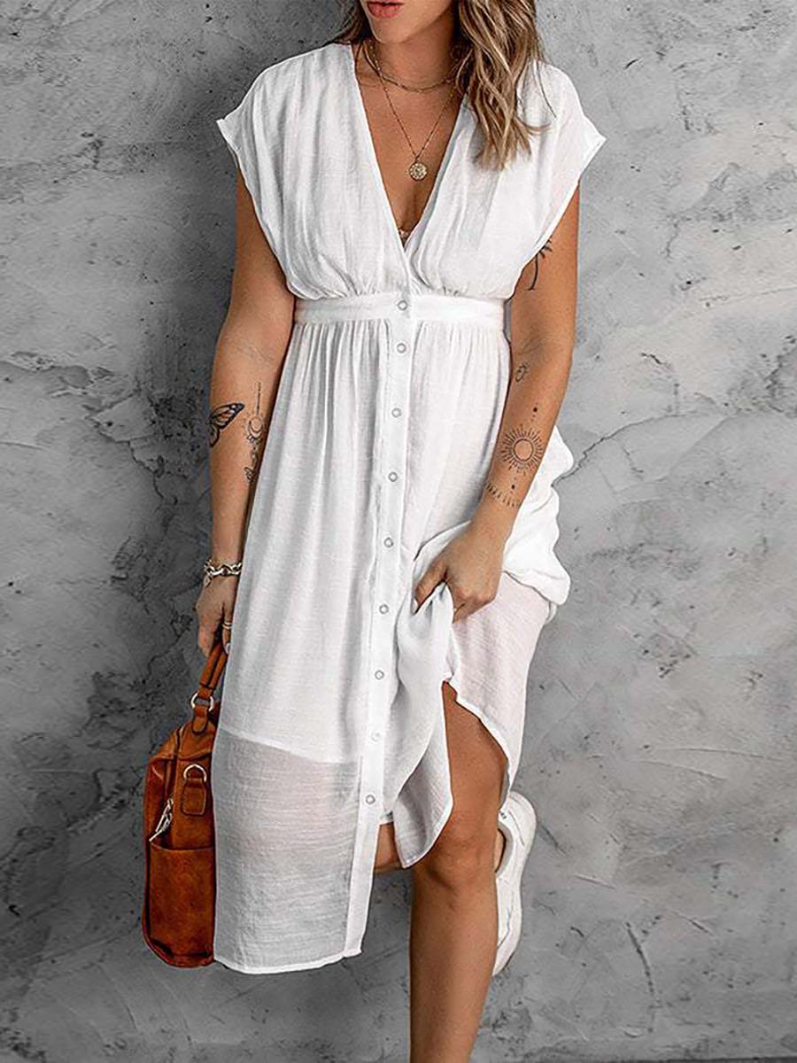 Veleaee Bubbles At Brunch Button Up Midi Dress