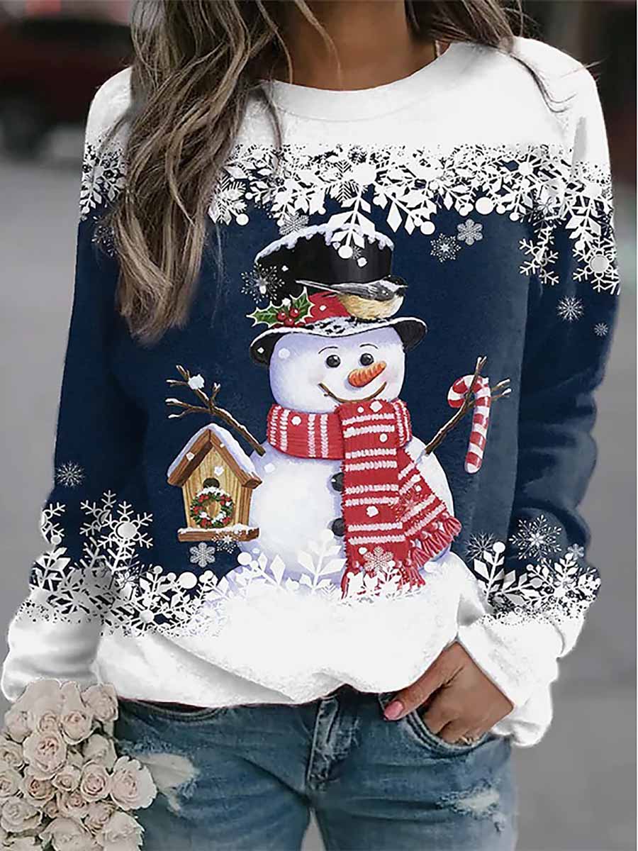 Veleaee Christmas snowman print loose sweater(8 colors)