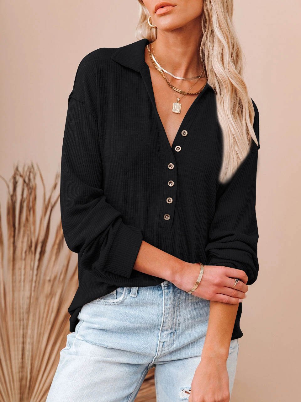 Veleaee Button Down Casual Top