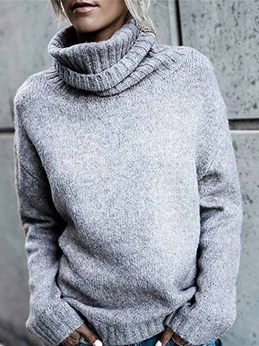 Veleaee Solid Color Turtleneck Long Sleeve Sweater(6 colors)