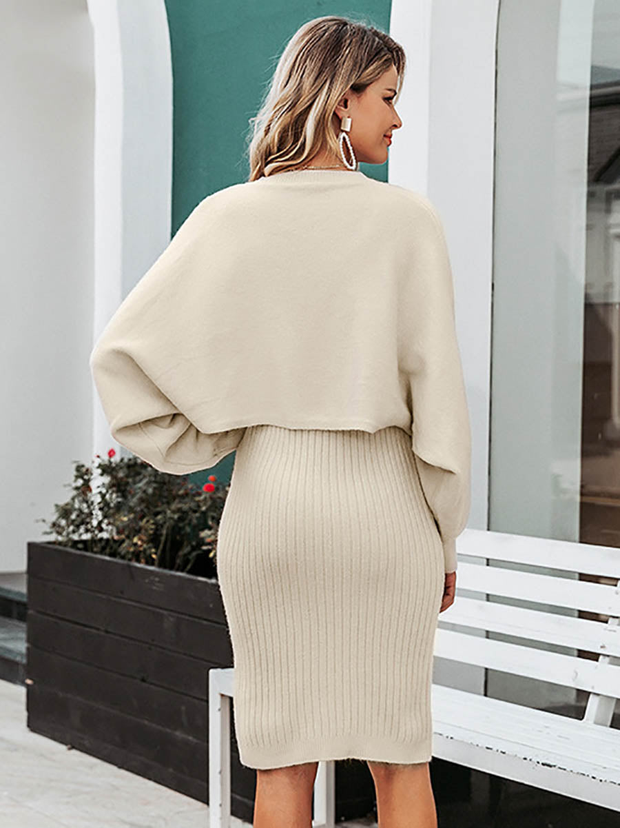 Veleaee Full Of Surprises Ribbed Knit Midi Dress