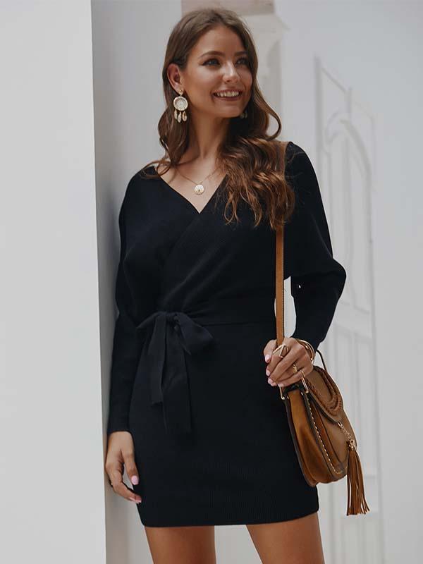 Veleaee V Neck Sexy Mini Dress