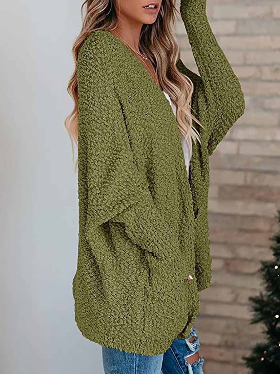 Veleaee Casual Daily Solid Cardigan Cardigan Collar Tops(5 colors)