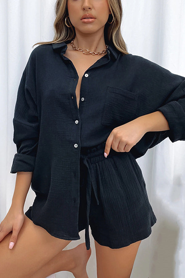 Veleaee Great Trip Button Shorts Suit