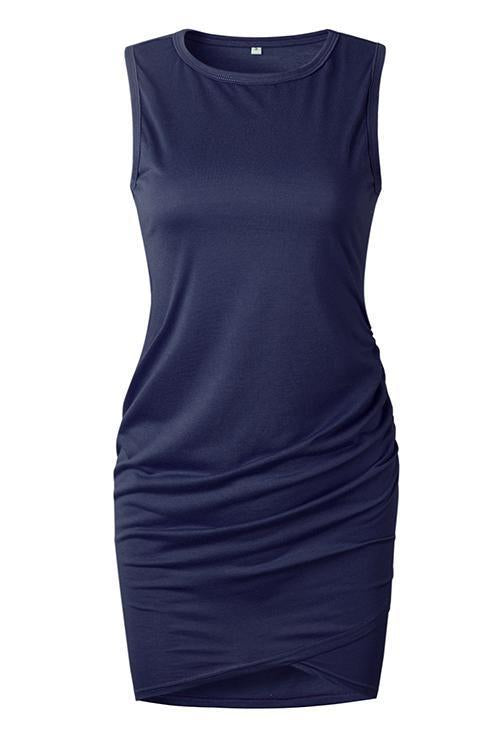 Veleaee Asymmetry Ruched Sheath Mini Dress（7 colors）