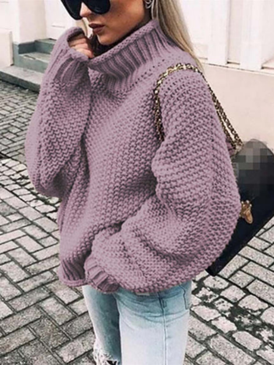 Veleaee Turtleneck Bat Sleeve Warm Sweater