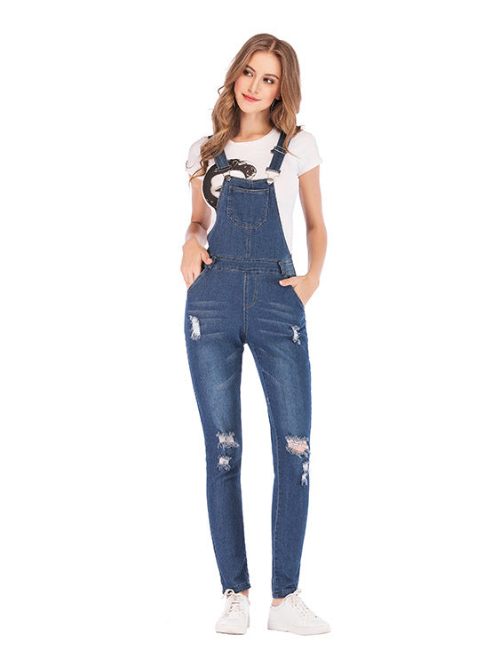 Veleaee Plain Denim Jumpsuit