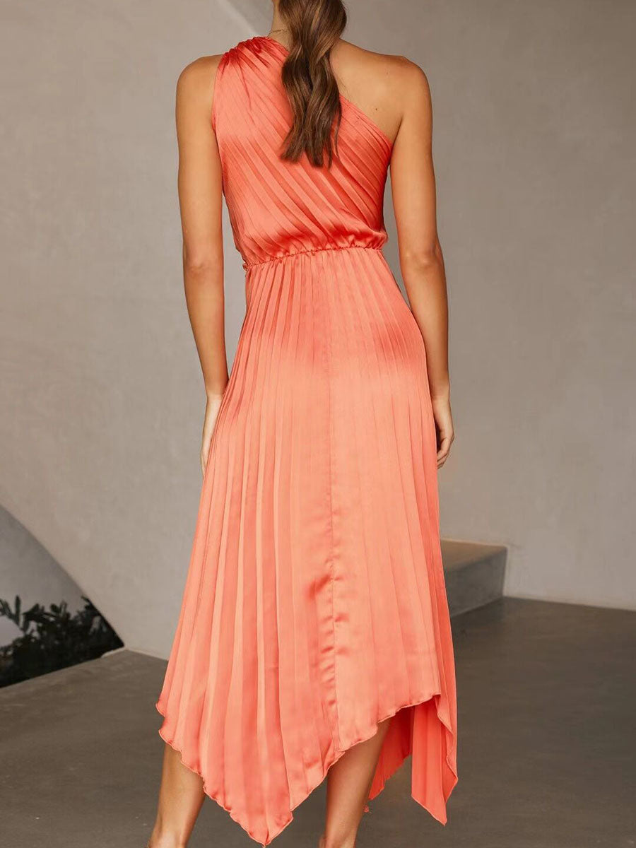 Veleaee Solid Color Pleated Dress(7 Colors)