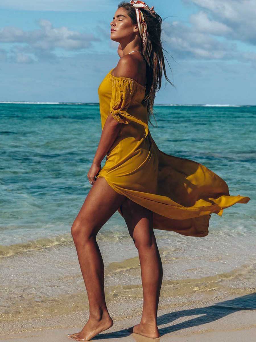 Veleaee One-Shoulder Irregular Split Dress