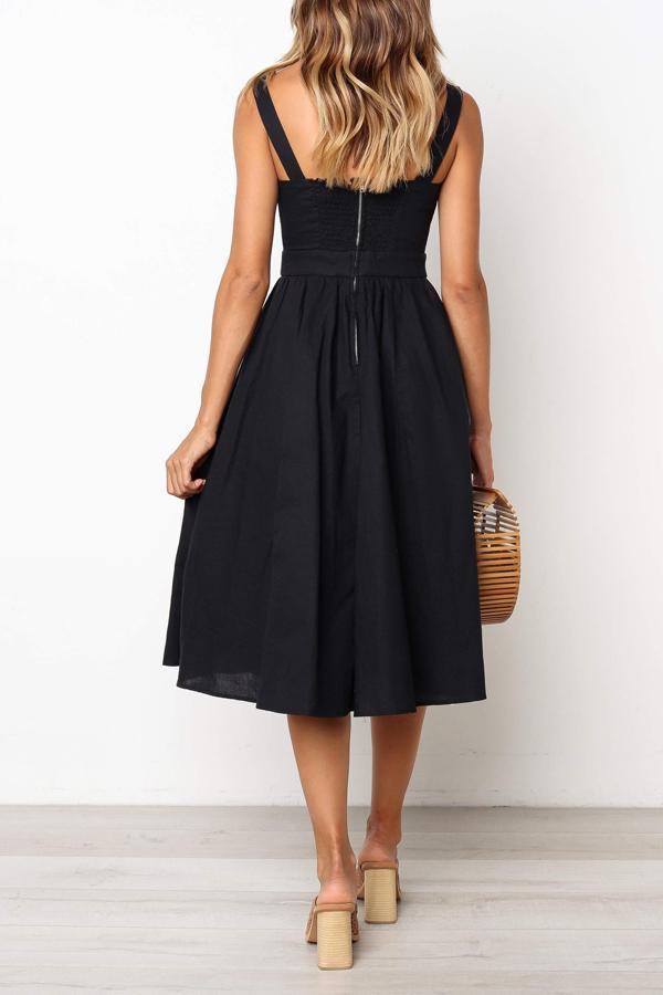 Veleaee Sleeveless Solid Color Regular Fit Casual Wear Dress